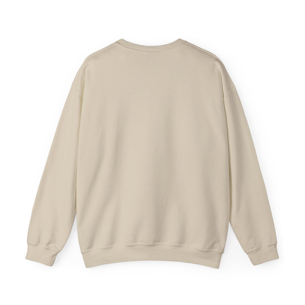 Stretch Mode On funny dachshund crewneck sweatshirt in Sand, back view