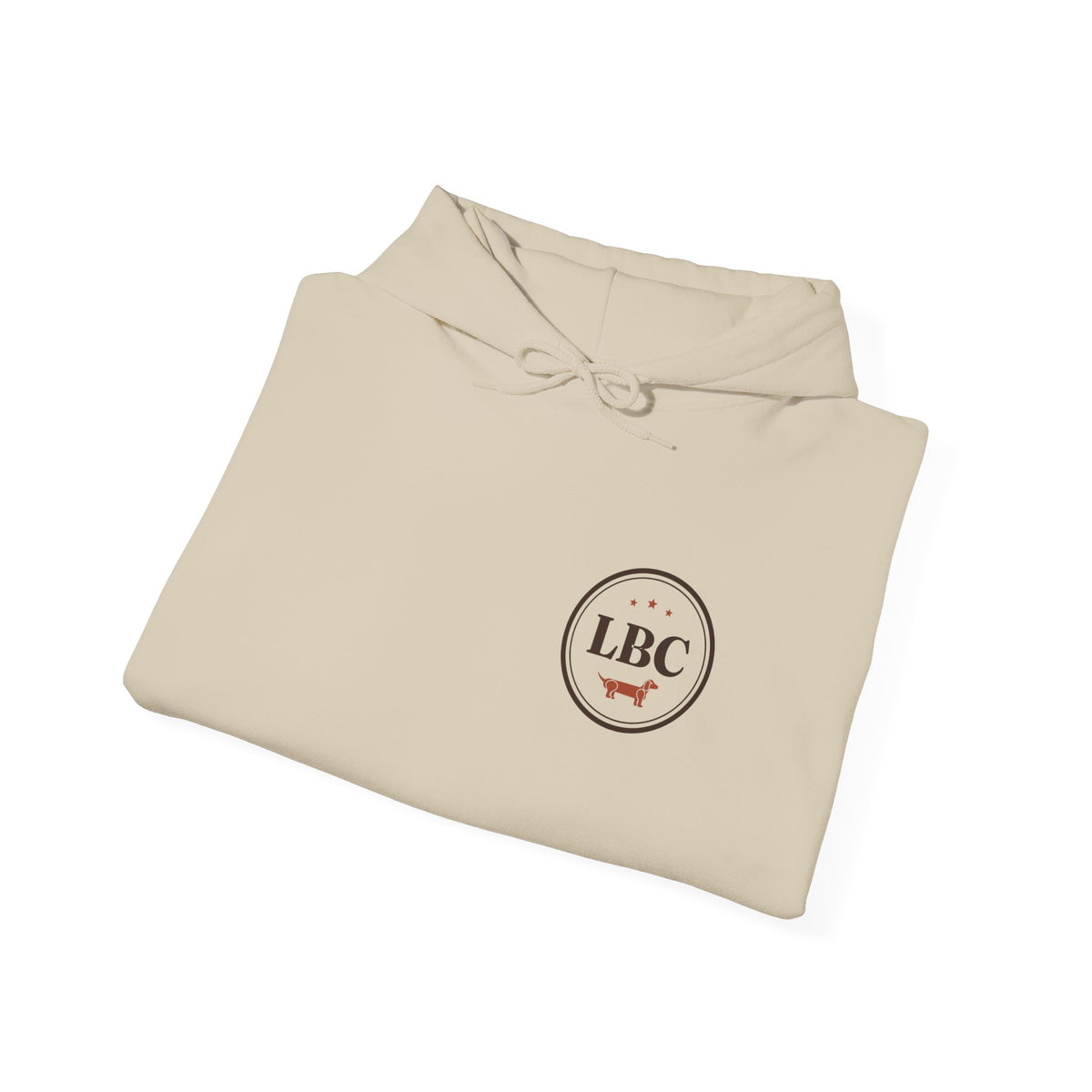 Long Body Club extra-long dachshund hoodie in Sand, flat lay