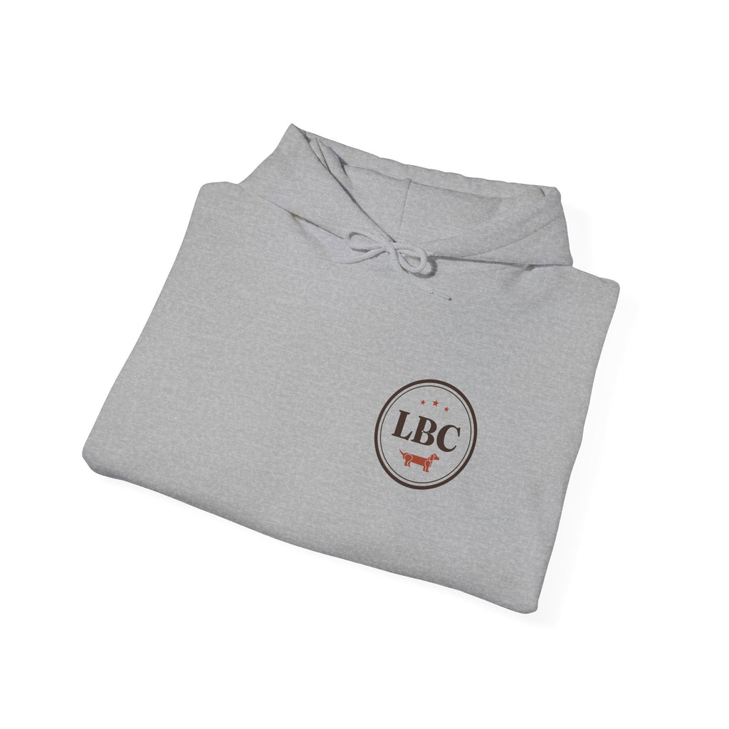 Long Body Club extra-long dachshund hoodie in Sport Grey, flat lay