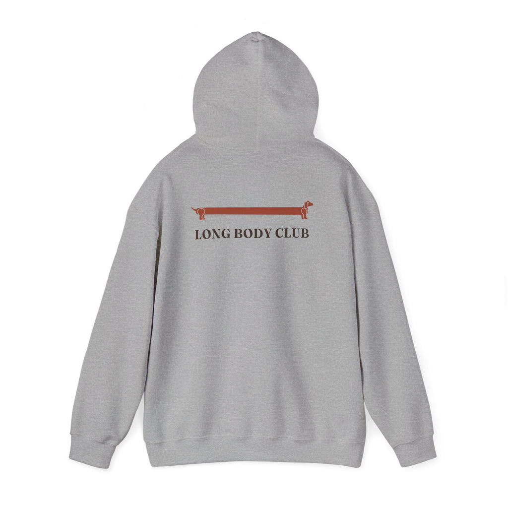 Long Body Club extra-long dachshund hoodie in Sport Grey, folded
