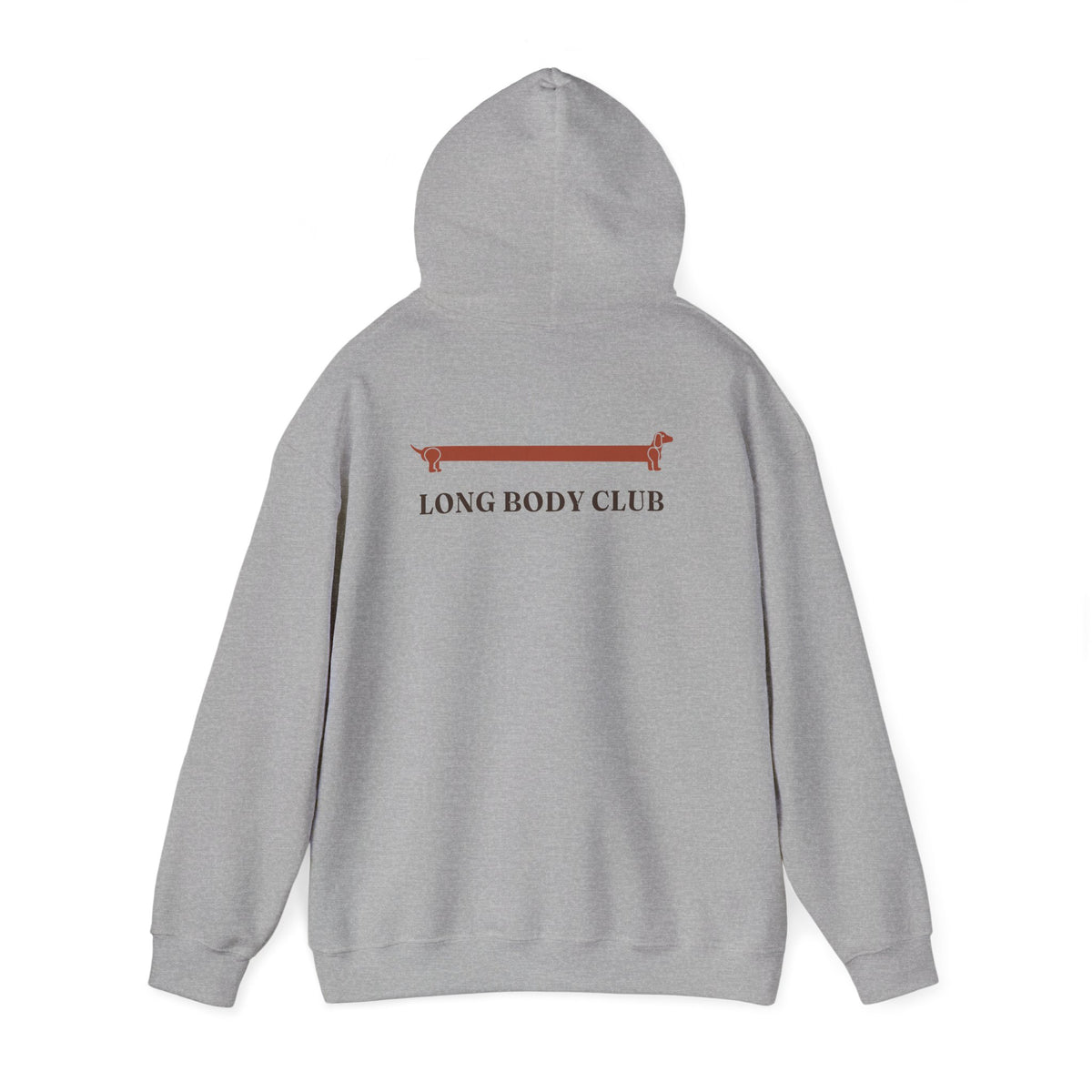 Long Body Club extra-long dachshund hoodie in Sport Grey, folded