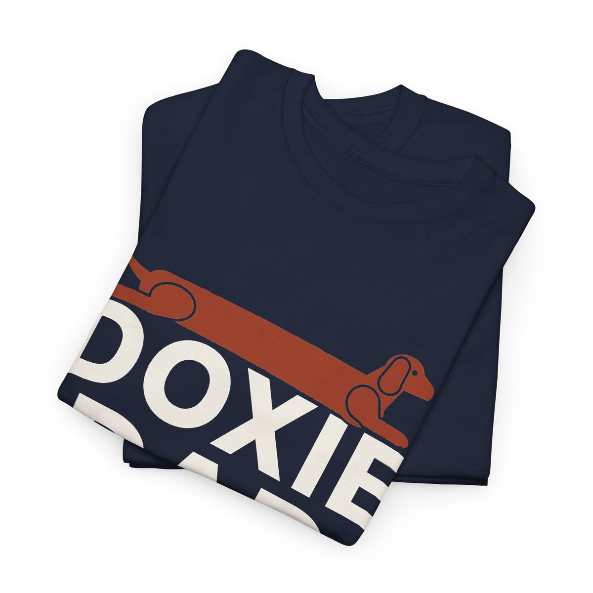 Doxie Dad dachshund dad t-shirt in Navy, folded