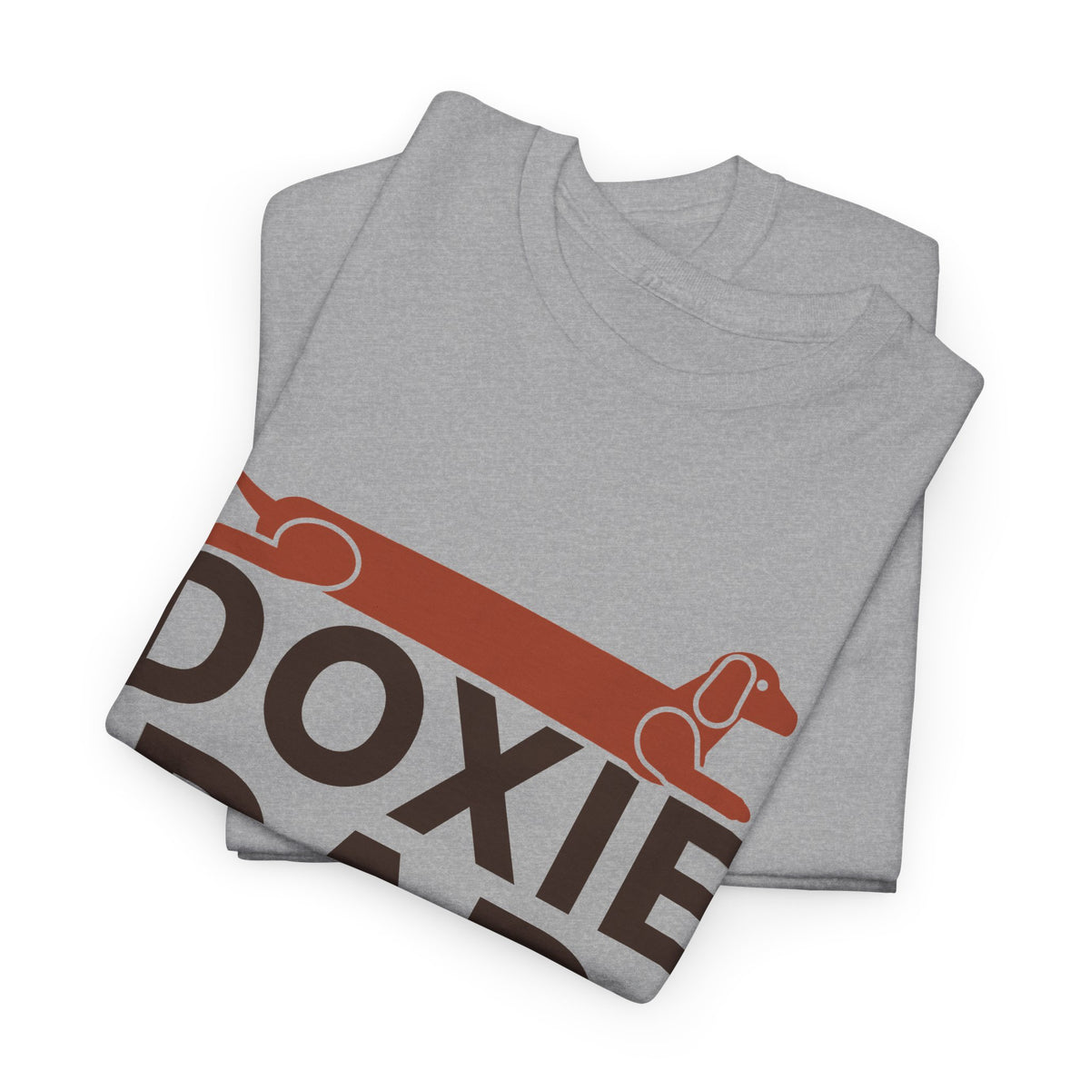 Doxie Dad dachshund dad t-shirt in Sport Grey, folded