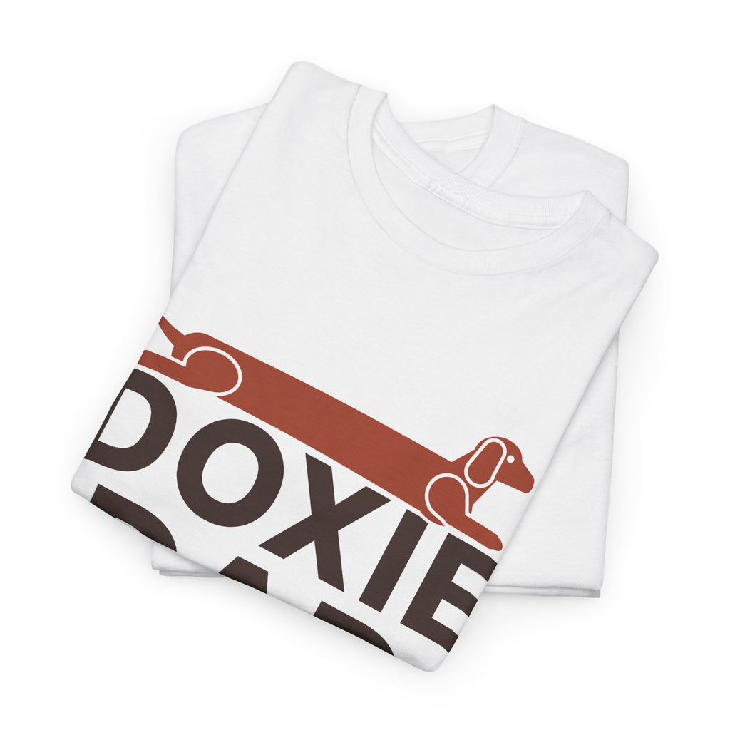 Doxie Dad dachshund dad t-shirt in White, folded